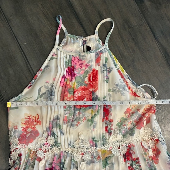 Anthropologie Ranna Gill Kalila Floral Pleated Lace Mini Dress - Size Medium - Picture 10 of 16